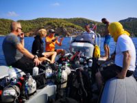 Scuba diving Athens breafing on the boat before the dive